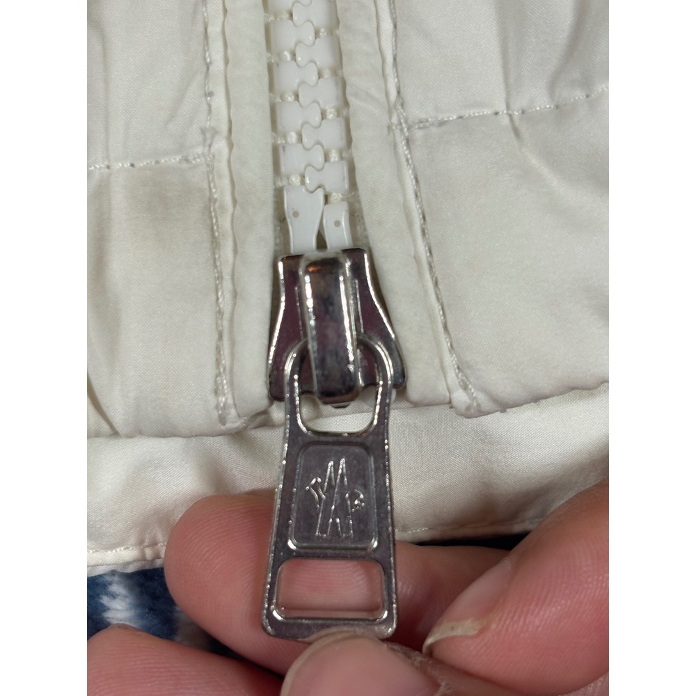 Moncler White Hooded Puffer Jacket Tricolor Trim Womens Size 4 Made in Romania - Picture 9 of 16